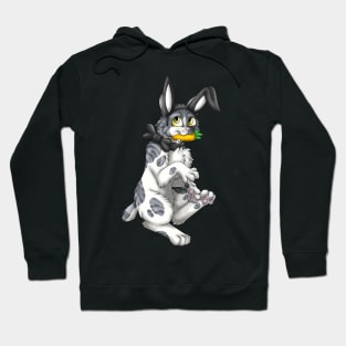 Bobtail BunnyCat: Grey Bicolor Tabby (Black) Hoodie